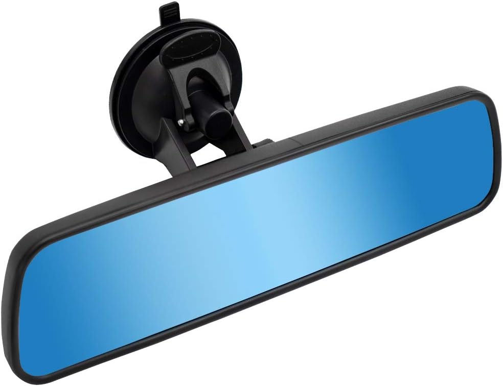 Anti-Glare Rear View Mirror, Blue HD Universal Car Interior Rear View Mirror with Adjustable Suction Cup (360° Adjustable Angle)