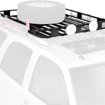 Black Aluminum  Roof Rack for Cargo, Luggage, and Bikes. Fits Full Size Vans. 50" W x 60" L x 5" T. Requires Vehicle Specific Roof Rack Adapter