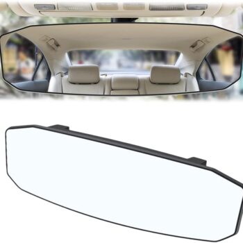 Car Rear View Mirror, 12 Inch Car Interior Panoramic Convex Rearview Mirror, Clip-On HD Wide Angle Extended Curved Mirror, Reduce Blind Spot Effectively, Universal Car Accessories (Irregular White)