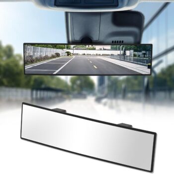 Rear View Mirror, Chrome Anti-glare Panoramic Rear Mirrors Universal 12 Inch Convex Car Interior Clip on Extra Big Wide Angle Rearview Mirror Extender to Reduce Blind Spot for Car  Trucks