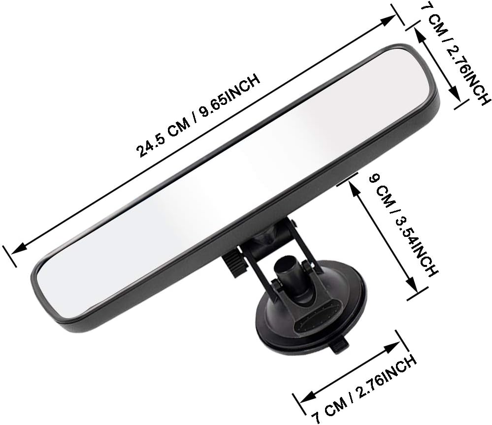 Rear View Mirror, Universal Thickened Anti-glare HD Car Interior Rear View Mirror-(With Adjustable Suction Cup)