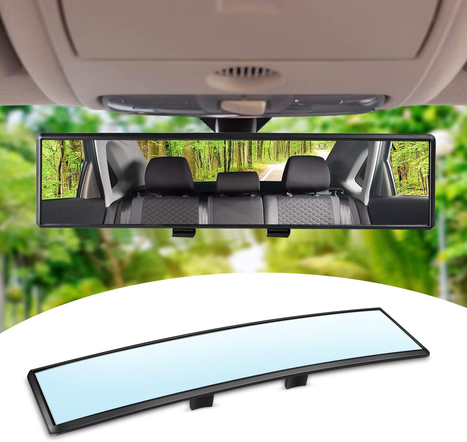 Car HD Rearview Mirrors 12 Inch, Interior Clip-on Panoramic Rear View Mirror, Wide Viewing Range Rear View Mirror, Universal Use for Cars, s, Trucks, Vehicles