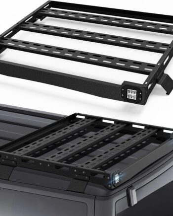 Roof Rack Rear Cargo Basket With 2 Pcs Led Light Bar Compatible for 2021 2022 2023 2024 Ford  Hardtop 4-Door,  Half Short Luggage Rack Rooftop Storage Carrier