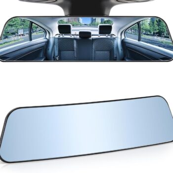 Rearview Mirror, 12 Inch Panoramic Anti-Glare Rear View Mirror, Interior Clip-on Wide Angle Convex Rear View Mirror Effectively to Reduce Blind Spot, Universal Car  Trucks (Blue)