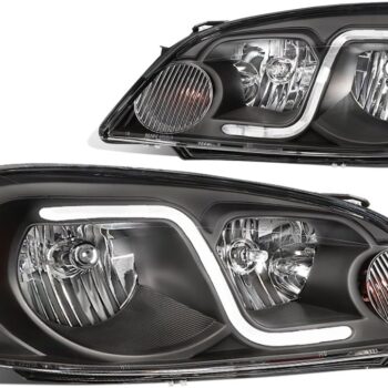 Black & Amber LED Headlights with Day Running Light Strip