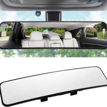 Panoramic Rear View Mirror 11.2''(285mm), Wide Angle Convex Curve Interior Rearview Mirror Clip on Original Mirror to Eliminate Blind Spot for Cars  Trucks