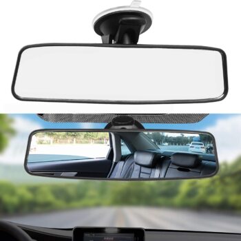 Rear View Mirror, Adjustable Car Interior Rear View Mirror Car Seat Child Safety Mirror for Universal Cars Trucks -9.64 x 2.6 inch (White)