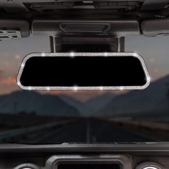 Bling Car Rear View Mirror, 12 Inch Panoramic Rearview Mirror, Interior Clip-on Wide Angle Convex Universal Rear View Mirror to Reduce Blind Spot Effectively for More Car  Trucks