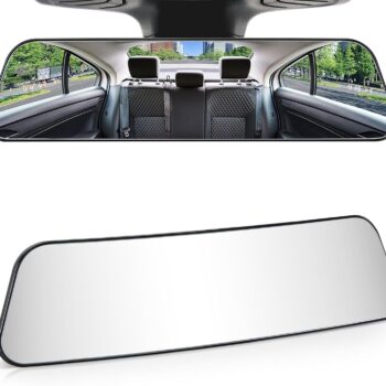 12 Inch Panoramic Rearview Mirror, Interior Clip-on Wide Angle Convex Universal Rear View Mirror to Reduce Blind Spot Effectively for More Car  Trucks -Clear